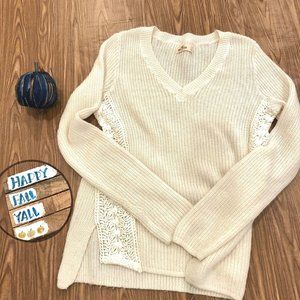 Hollister Knit Sweater, Lace Siding, Cream White